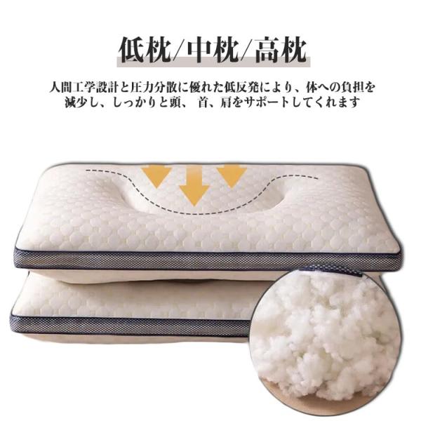 ストレートネック 首が痛くならない 横向き ふわふわ 低め 快眠枕 父/母の日 寝返り 枕 うつぶせ...