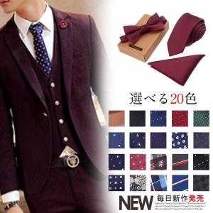 3点セット ポケットチーフ 蝶ネクタイ セット ネクタイ