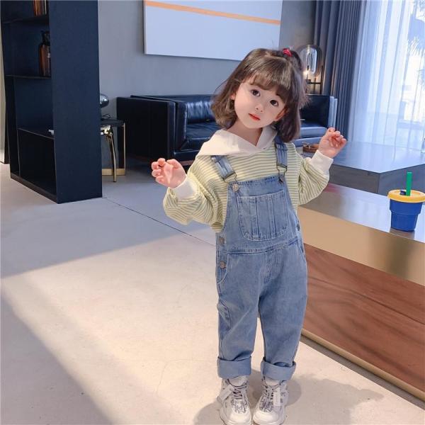 サロペット 子ども 女の子 学生 デニム オーバーオール キッズ 子供服 春物 春 秋 可愛い おし...