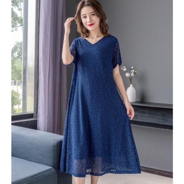 パーティードレス 結婚式 お呼ばれドレス ワンピース フォーマル 袖あり 大きいサイズ 3L 4L ...