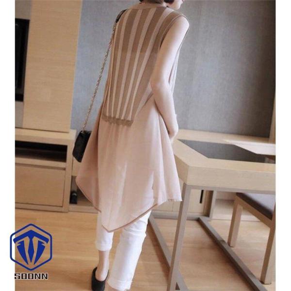 ジレベスト レディース シフォン 薄手 ロングジレ ノースリーブ ライトアウター 洋服 カジュアル ...