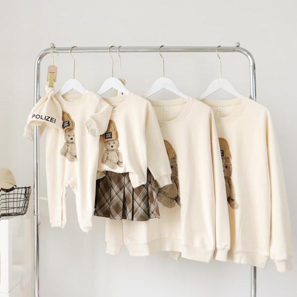 親子コーデ リンク 家族写真 お揃いコーデ 赤ちゃん 親子ペアルック ベビー トレーナー カバーオー...