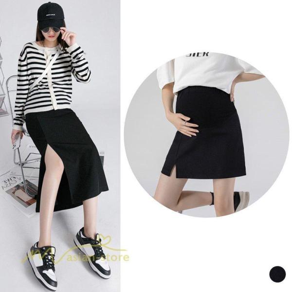 スカート 春 マタニティ 夏 マタニティスカート ショート丈 膝丈 おしゃれ ゆったり 上品 無地 ...