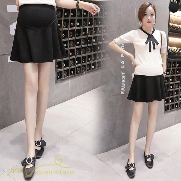 マタニティスカート レディース スカート ミニスカート ショート丈 無地 Aライン 着痩せ 大きいサ...