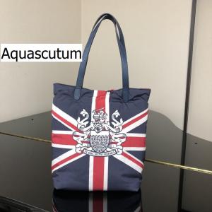 Aquascutum【アクアスキュータム】レディース　トートバッグ　英国旗　ユニオンジャック　ふんわり　中綿　｜tentoumusi-recycle