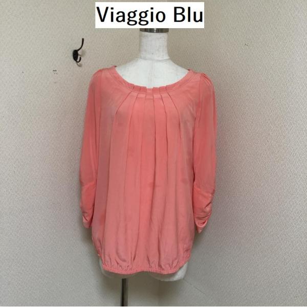 Viaggio Blu（ビアッジョブルー）シルクタッチ プルオーバー きれい色 ブラウス 長袖 ピン...