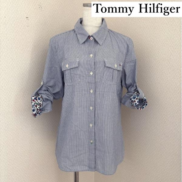 Tommy Hilfigerトミー ヒルフィガー レディース ストライプシャツ ロールアップシャツ ...