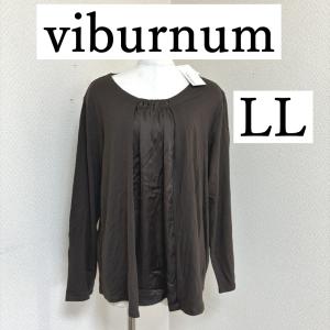 タグ付き　viburnum(ビバーナム)　カットソー　スクエアネック　サテン切替　長袖　ブラウン　LL｜tentoumusi-recycle