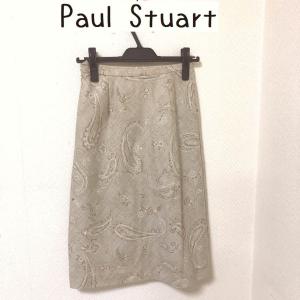 Paul Stuart（ポール・スチュアート）　高級　スカート　ひざ丈 　春　夏　ベージュ 7号  春　 ペーズリー｜tentoumusi-recycle