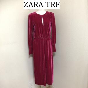 ザラ　TRF　レディース　ロングワンピース　フォーマル　ベルベット　別珍　ドレス　ピンク　｜tentoumusi-recycle