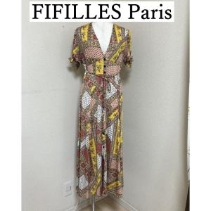 FIFILLES Paris　インポート　プリントワンピース　ロング　ストレッチジャージ　M｜tentoumusi-recycle