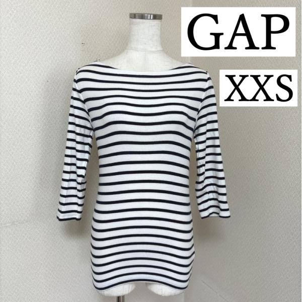 GAP レディース  カットソー Tシャツ　ストレッチ　７分袖 ボーダー XXS