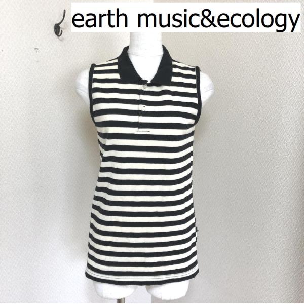 earth music&amp;ecology ノースリーブ ポロシャツ 大人ボーダー レディース 40代 ...