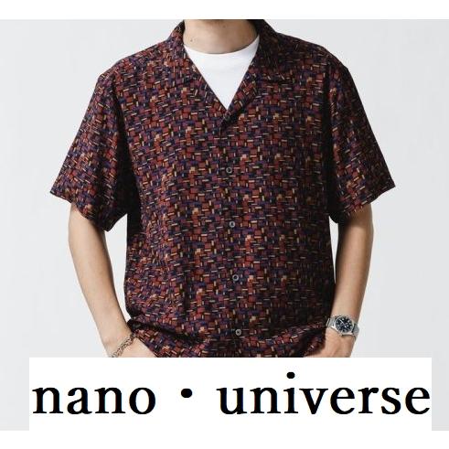 タグ付き nano・universe（ナノ・ユニバース） メンズ 幾何学レーヨン オープンカラー 半...