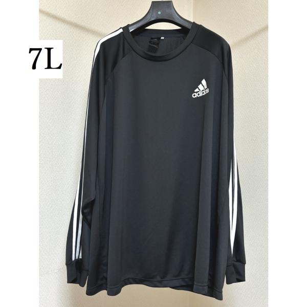 アディダス Adidas  大きいサイズ メンズ 長袖Tシャツ ブラック 8XO