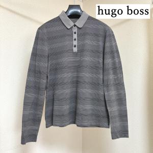 hugo boss　ヒューゴボス　メンズ　ポロシャツ　長袖　グレー　ボーダー　L｜tentoumusi-recycle