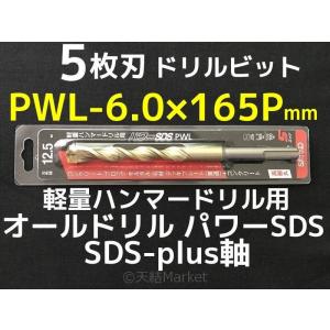 オールドリル パワーSDS PWLタイプ(SDS-plus軸)軽量ハンマードリル用 PWL-6.0×165P 1本 5枚刃 ドリルビット アンカードリル「取寄せ品」｜tenyuumarket