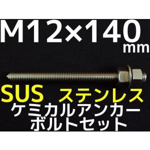 ケミカルボルト アンカーボルト ステンレス SUS M12×140mm 寸切ボルト1本 ナット2個 ワッシャー1個 Vカット 両面カット SUS304「取寄せ品」｜tenyuumarket