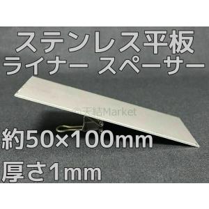 ステンレス SUS 平板 平ライナー プレート 約50mm×100mm 厚さ約1mm ステンレス薄板 高さ調節 高さ調整 隙間調節 隙間調整 スペーサー「取寄せ品」