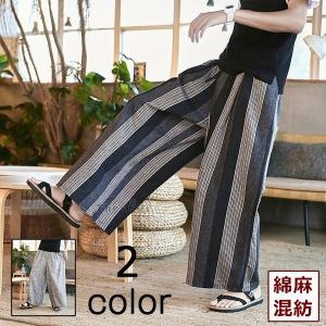 ワイドパンツ メンズ バギーパンツ パンツ 麻パンツ