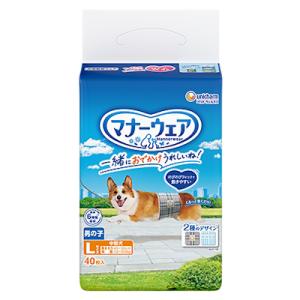 ユニ・チャーム　マナーウェア　男の子用　Lサイズ　中型犬用　青チェック・紺チェック　40枚　紙オムツ...