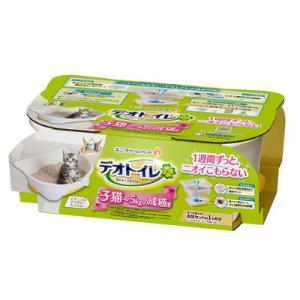 ユニ・チャーム　デオトイレ　子猫〜5kgの成猫用　本体セット　ナチュラルアイボリー＆イエロー　システ...