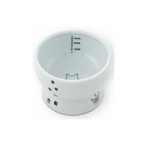 猫壱　ハッピーダイニング　脚付ウォーターボウル　猫柄　シリコン付き　猫用　食器　フードボウル　陶器　...