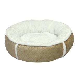 大阪杉本　キルト×ボア　ラウンドベッド　S　ベージュ　犬・猫用　ベッド　冬用　