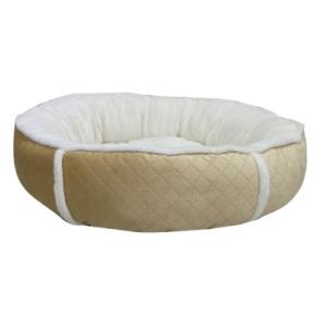 大阪杉本　キルト×ボア　ラウンドベッド　M　ベージュ　犬・猫用　ベッド　冬用　