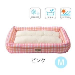 ペットベッド　夏用　ベリー　サマークールベッド　スクエア　ピンク　Mサイズ　愛犬用　ひんやり　接触冷...