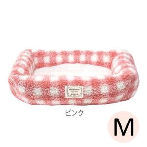ペットベッド　冬用　スクエアベッド　ピンク　Mサイズ　愛犬　犬用ベッド　あったかグッズ　犬用秋冬グッ...