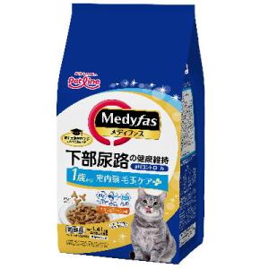 ペットライン　メディファス　室内猫毛玉ケアプラス　１歳から　チキン＆フィッシュ味１．４１ｋｇ　国産　...