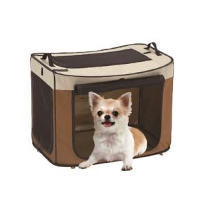 マルカン　どこでもワンタッチケージ　S　ブラウン　犬用　猫用　ケージ　おでかけ時に