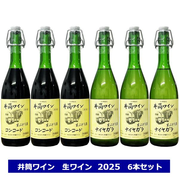 井筒ワイン 無添加 生ワイン 6本セット コンコード ナイヤガラ 2025 720ml ×6本 井筒...