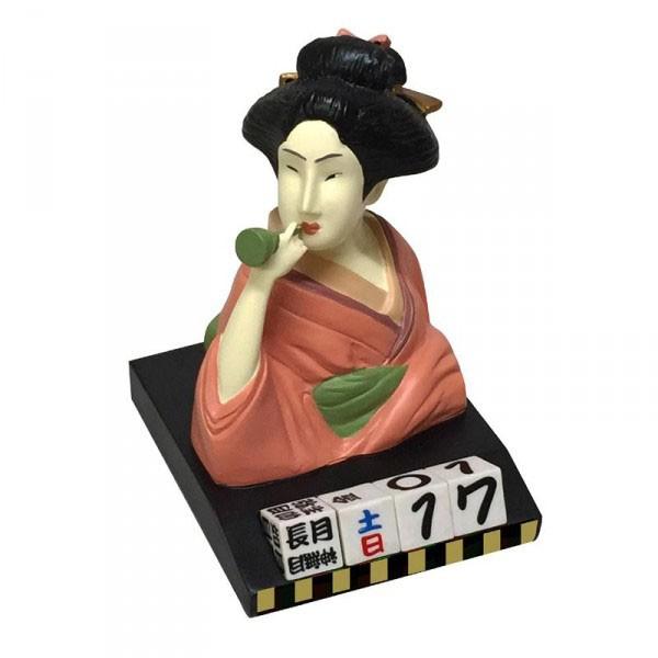 同梱・代引不可セトクラフト　SR-2552-160　浮世絵風　万年カレンダー(ビードロを吹く女)