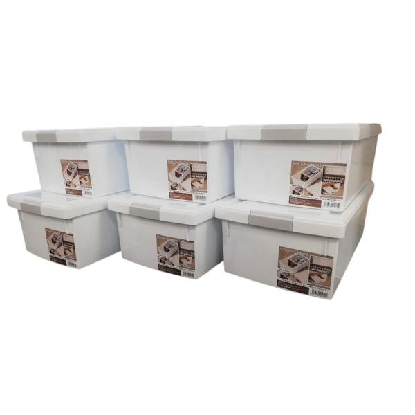 〔6個セット〕 収納ケース 約幅240mm×高さ150mm 不透明 ホワイト スタッキング 日本製 ...