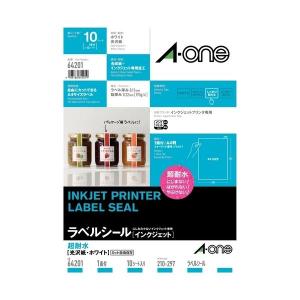 〔まとめ〕 エーワン ラベルシールIJ超耐水光沢 1面 64201 20枚 〔×2セット〕【メーカー直送】｜teramachi-pro