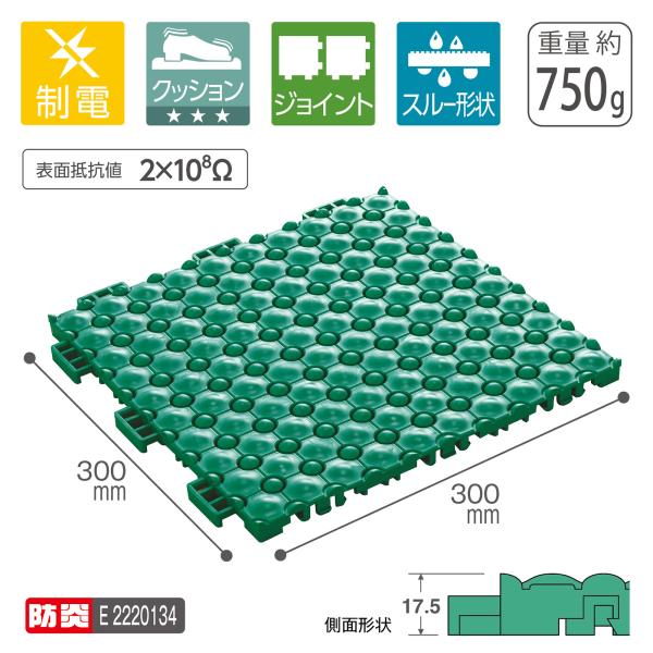テラモト公式 マット 制電 クッション 30×30cm 静電気 ジョイント式 導電 除電 除去 帯電...
