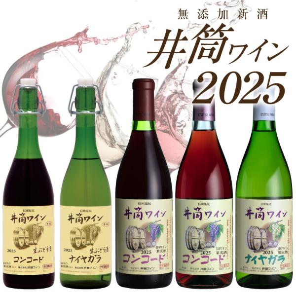 【 11月中〜下旬頃 順次入荷分 予約 】新酒 無添加 井筒ワイン 5本セット 720ml 【生ぶど...