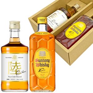 父の日 御祝 誕生日  ウイスキー 飲み比べ 2本セット ギフトセット キリンウイスキー 陸 500ml ＆ サントリーウイスキー角瓶 700ml@｜酒食処 寺津屋