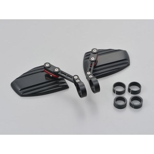 デイトナ DAYTONA HIGHSIDER ハイサイダーウェーブ バーエンドミラー ブラック/レッ...