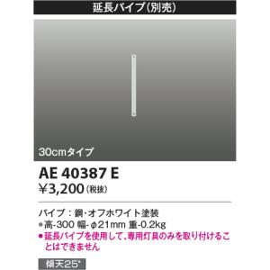 コイズミ照明 S-シリーズ モダンタイプ延長パイプ オフホワイト　300ｍｍAE40387E｜terukuni