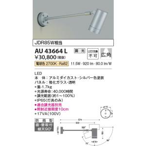 コイズミ照明 ロングアームアウトドアスポットライト[LED電球色][シルバー]AU43664L