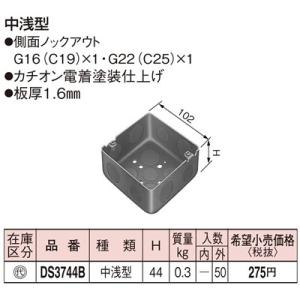 DS3744B パナソニック 金属製ボックス・カバー　塗装中型四角アウトレットボックス浅型