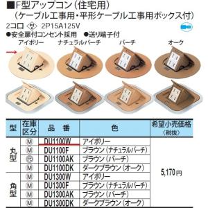 パナソニック 床用配線器具・電材F型アップコン丸型（2コ口）（アイボリー）DU1100W｜terukuni