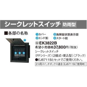 パナソニック 電気錠システムシークレットスイッチ（FFシリーズ）（2線式・埋込型）（防雨型）（ブラック）EK3822B｜terukuni