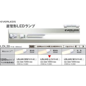 パナソニック LDL20S・L/11/11-KLDL20 1200lmタイプ 直菅LEDランプ[LED電球色3000K]LDL20SL1111K｜terukuni