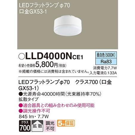 パナソニック クラス700（100形相当）LEDフラットランプ[LED昼白色][拡散][GX53-1...