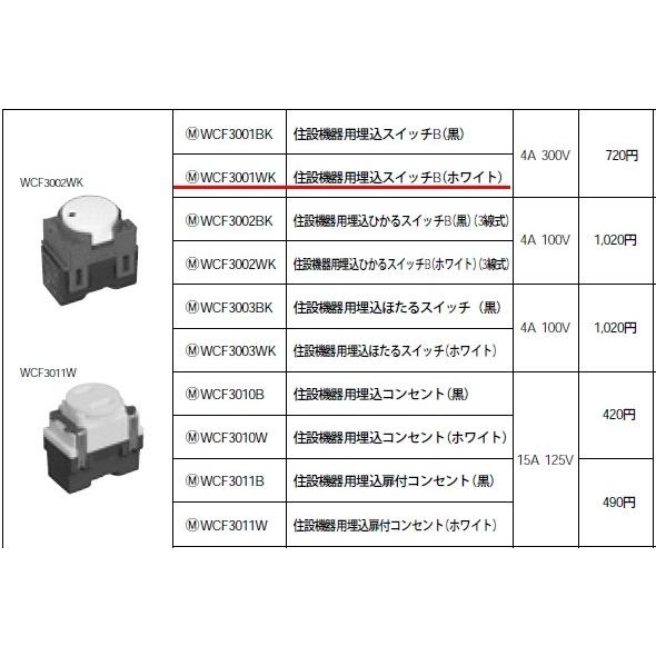 パナソニック 設備工事用配線器具・電材住設機器用埋込スイッチB（ホワイト）WCF3001WK