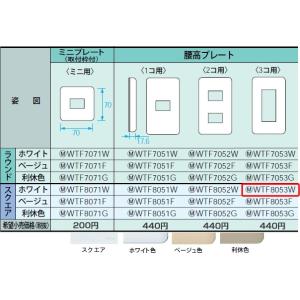 パナソニック コスモシリーズワイド21配線器具・電材腰高コンセントプレート（1連用）（3コ用）（ホワイト）（スクエア）WTF8053W｜terukuni